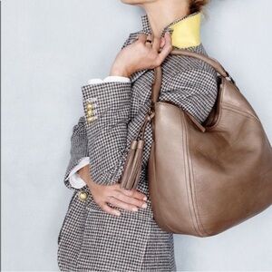 NWT J.Crew‎ Leather Tan Brown Peyton Hobo Bag